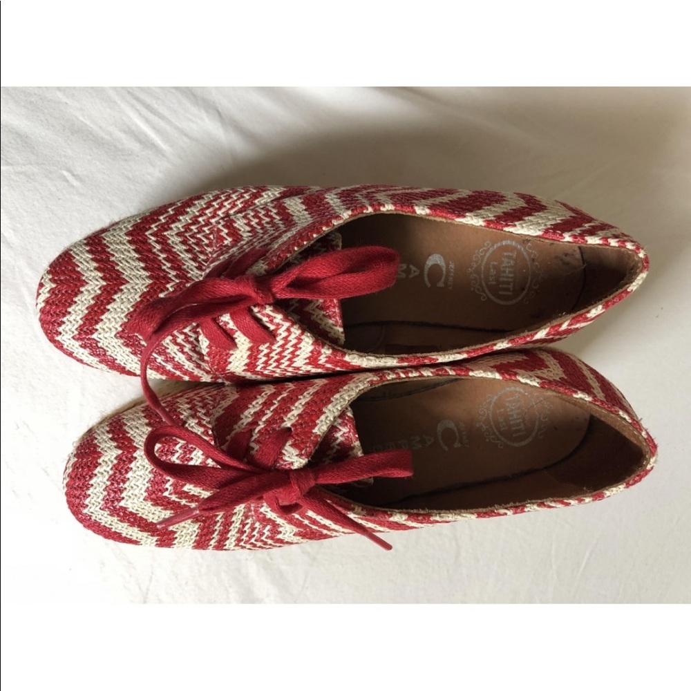 Jeffrey Campbell Tahiti Red Chevron Espadrille Platform Oxfords - Picture 2 of 3